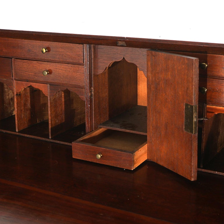 Antique Mahogany Hepplewhite Drop Front Desk with Graduated Drawers