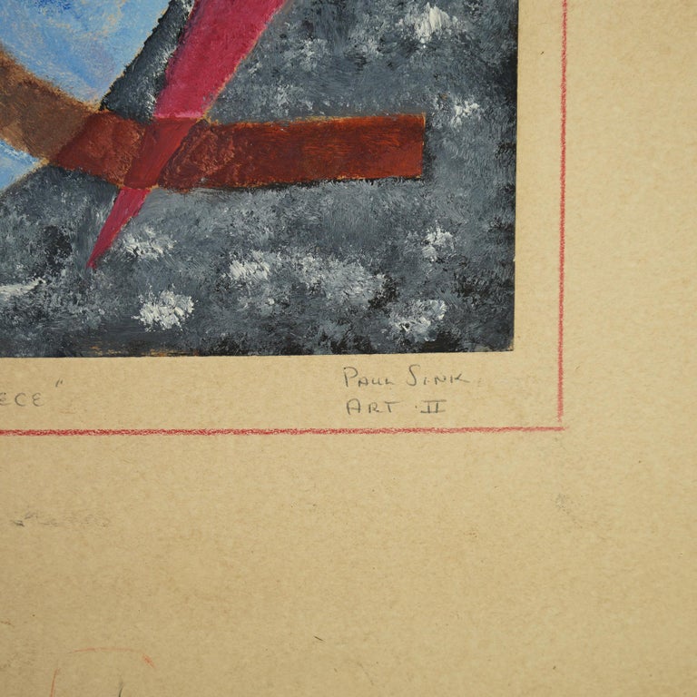 Paul Sink Mid Century Modern Abstract Watercolor “Conversation Piece” C1960