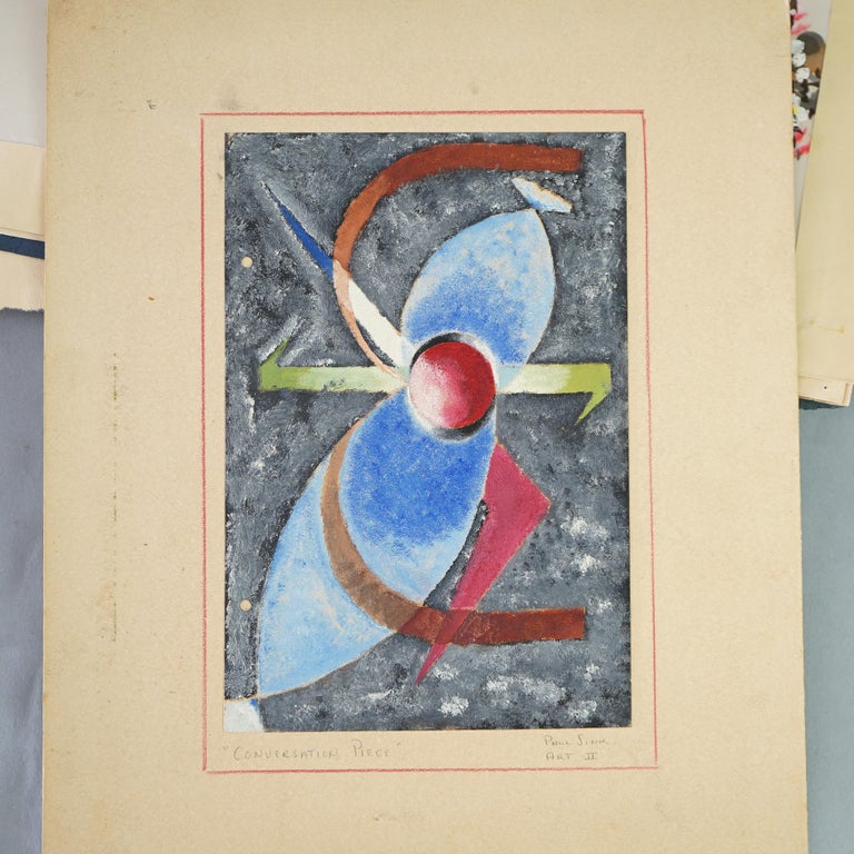 Paul Sink Mid Century Modern Abstract Watercolor “Conversation Piece” C1960