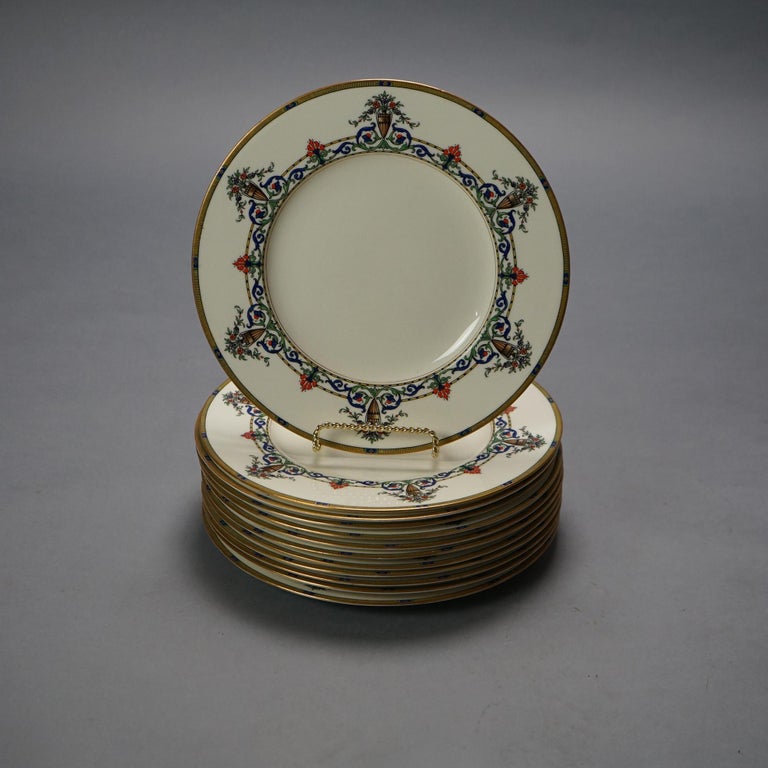 Twelve Antique Hardy & Hayes Royal Worcester Porcelain Plates, C1910