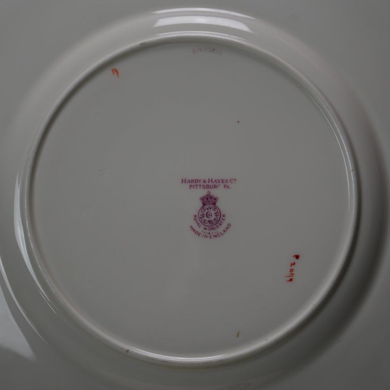 Twelve Antique Hardy & Hayes Royal Worcester Porcelain Plates, C1910