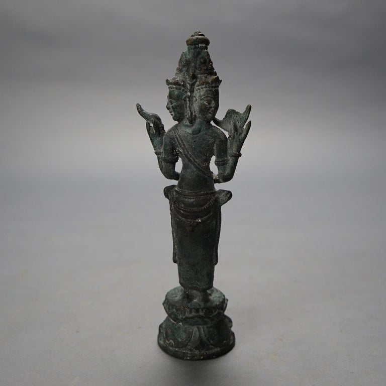 Antique Cast Bronze Tibetan Buddha Shiva Figure 19thC