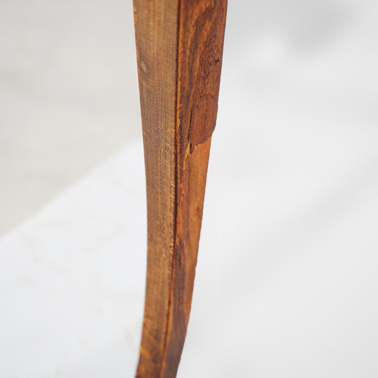AntiqueFrench Demilune Kingwood, Satinwood & Spécimen Marble Side Table c1920