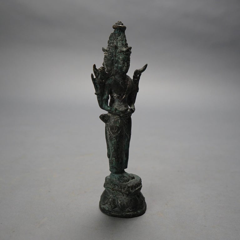 Antique Cast Bronze Tibetan Buddha Shiva Figure 19thC