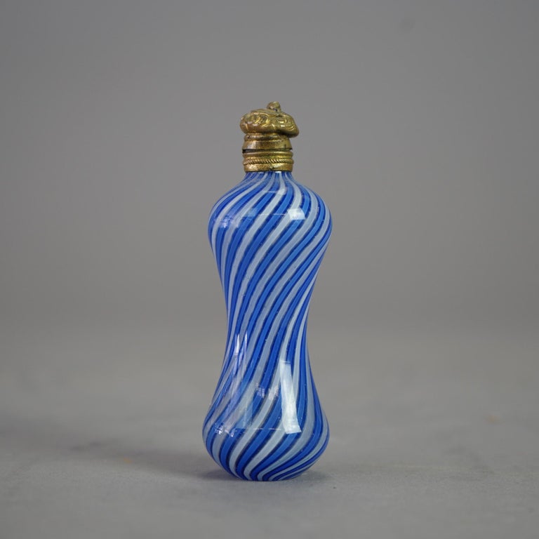 Antique Victorian Latticino Swirl Art Glass Perfume 19th C