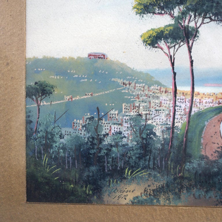 Antique Italian Venetian Watercolor Costal Landscape Signed by Bring C1912