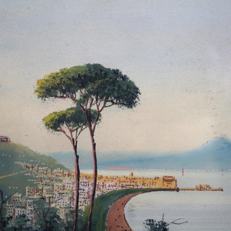 Antique Italian Venetian Watercolor Costal Landscape Signed by Bring C1912