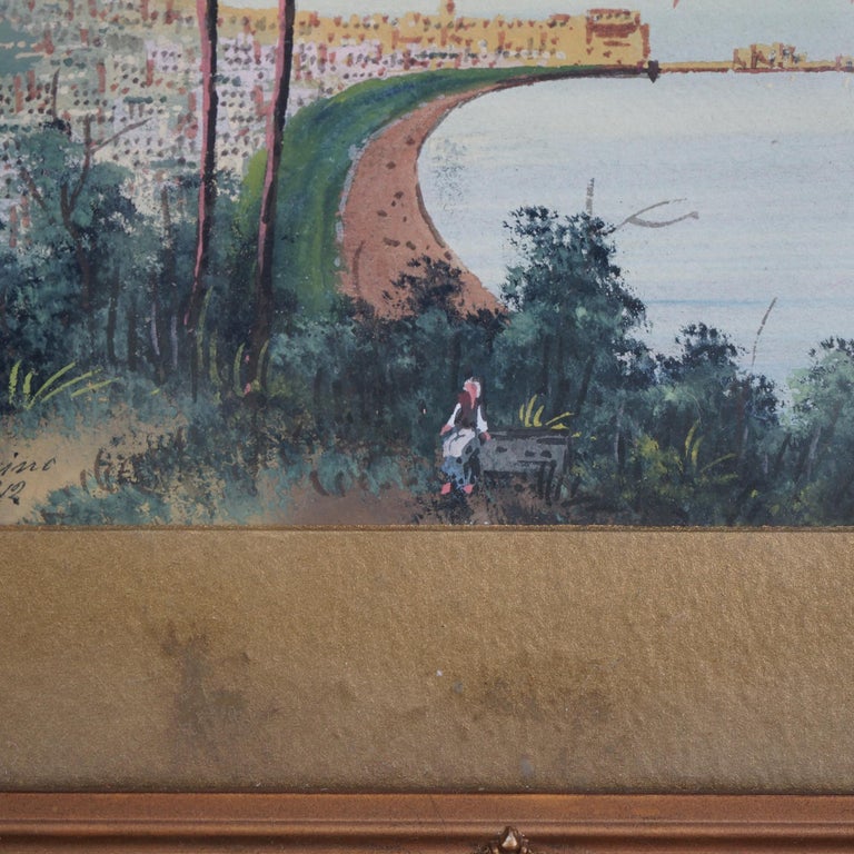 Antique Italian Venetian Watercolor Costal Landscape Signed by Bring C1912