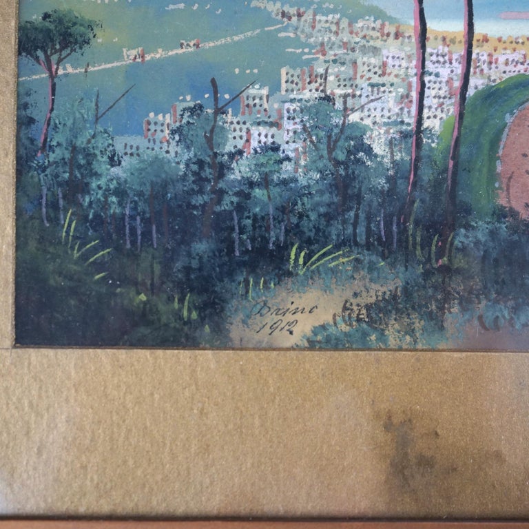 Antique Italian Venetian Watercolor Costal Landscape Signed by Bring C1912