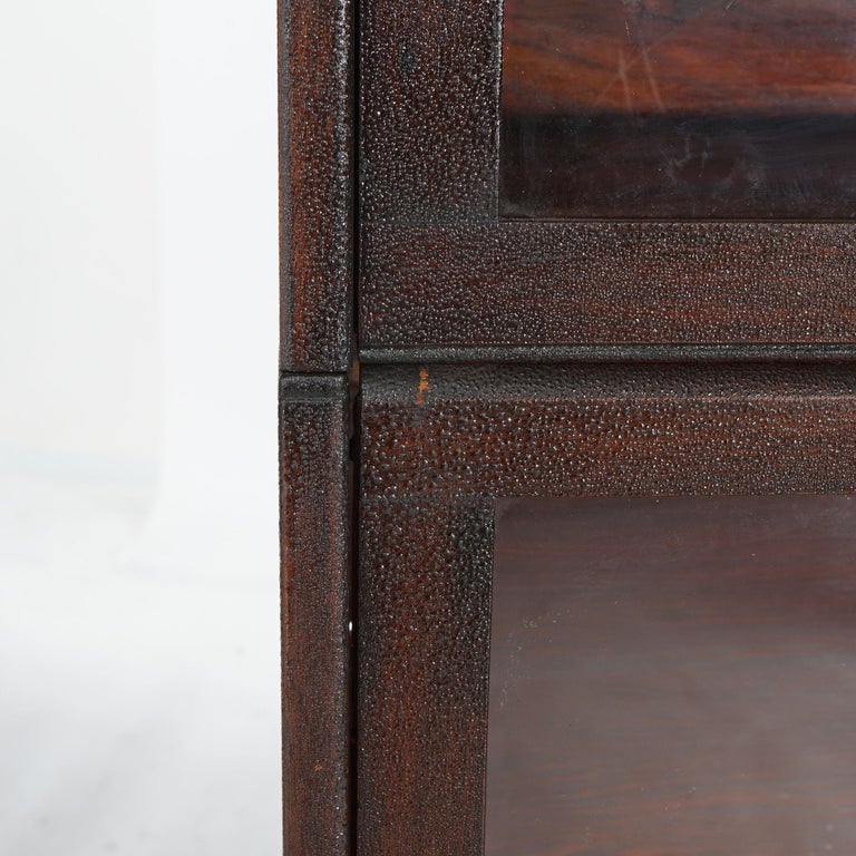 Antique Lundstrom Arts & Crafts Mahogany Four-Stack Barrister Bookcase c1910