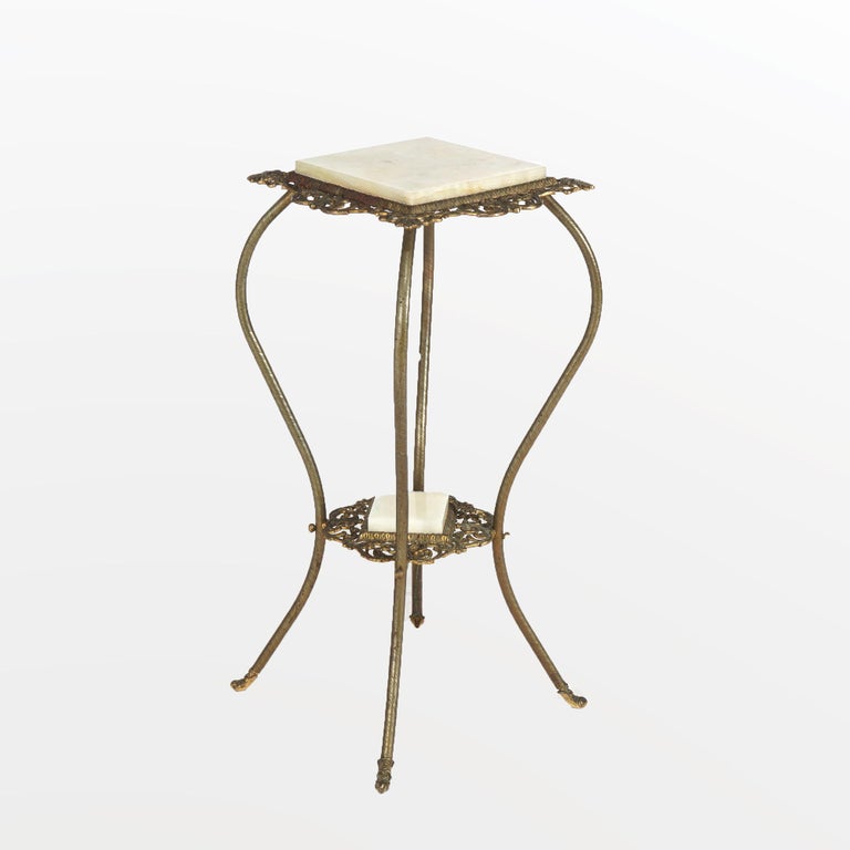 Antique Victorian Brass & Onyx Plant Stand C1890