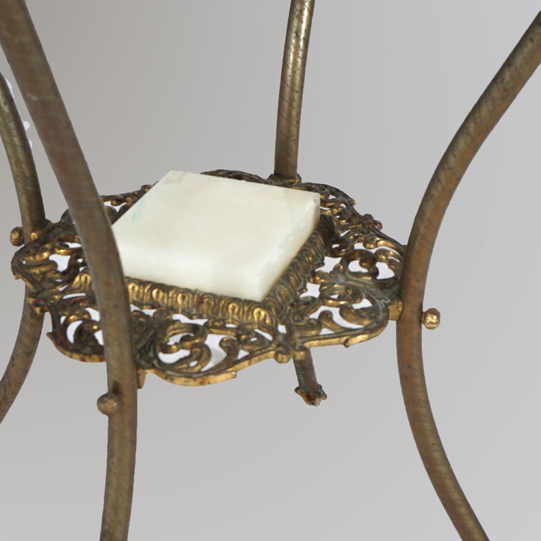 Antique Victorian Brass & Onyx Plant Stand C1890