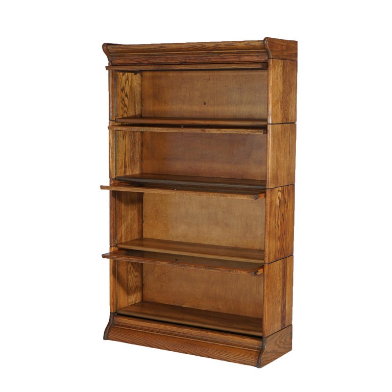 Arts & Crafts Gunn Four Stack Oak Barrister Bookcase C1910