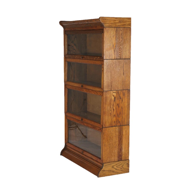Arts & Crafts Gunn Four Stack Oak Barrister Bookcase C1910