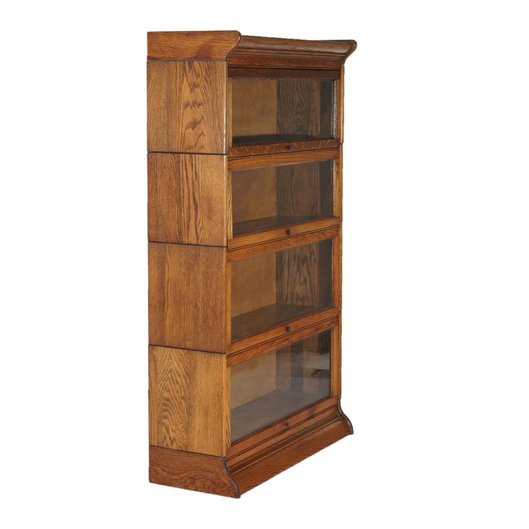 Arts & Crafts Gunn Four Stack Oak Barrister Bookcase C1910