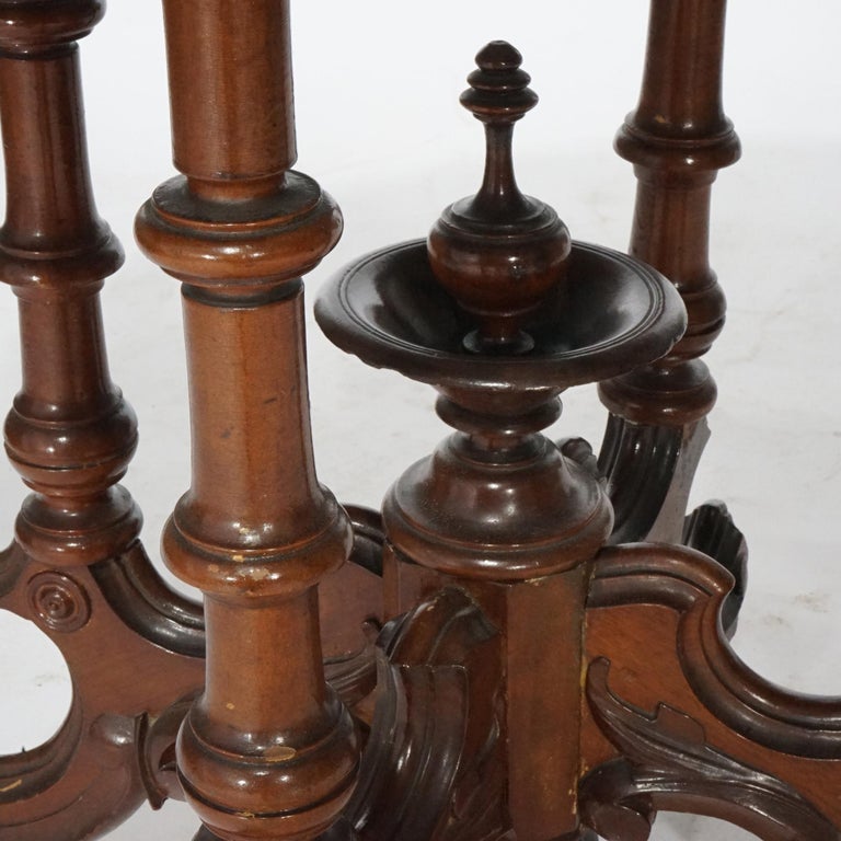 Antique Renaissance Revival Walnut Oval Marble Top Parlor Table, circa 1890