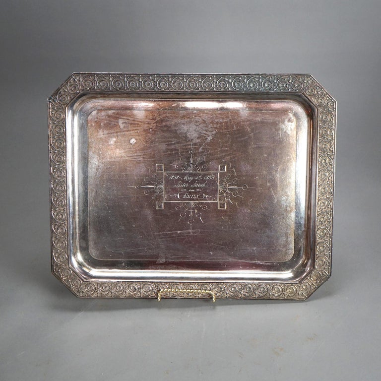 Antique Five Piece Bailey & Brainard Egyptian Revival Silver Plate Tea Set C1890