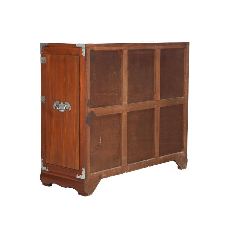 Japanese Mahogany Wedding Cabinet with Embossed & Butterfly Hardware C1930