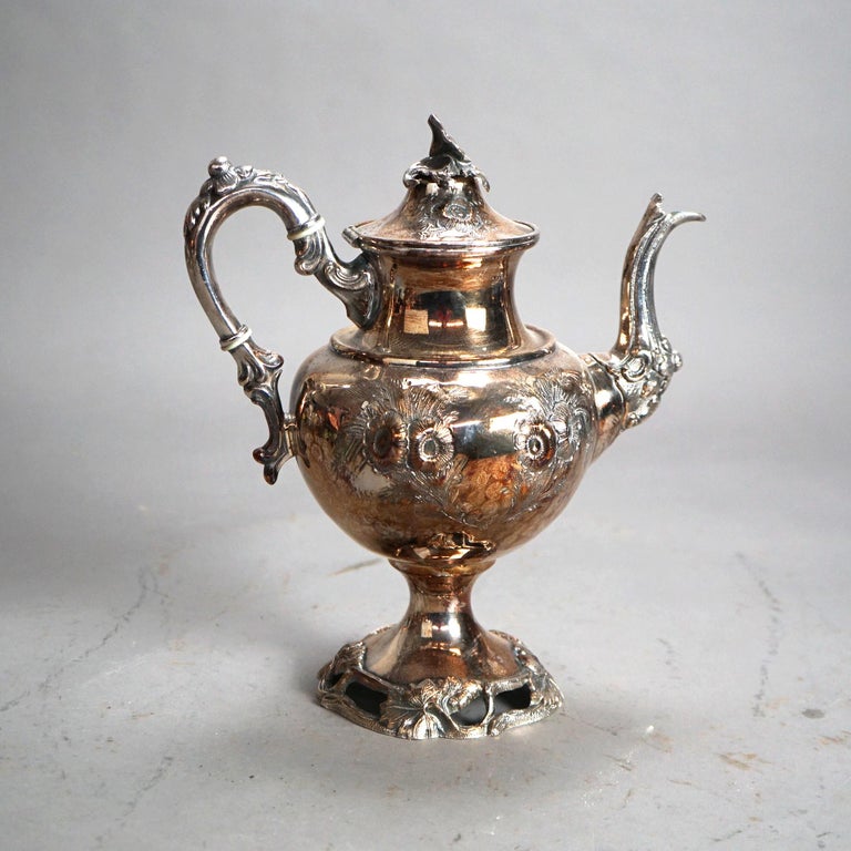 Antique Six Piece Silver Plated Tea Set C1890