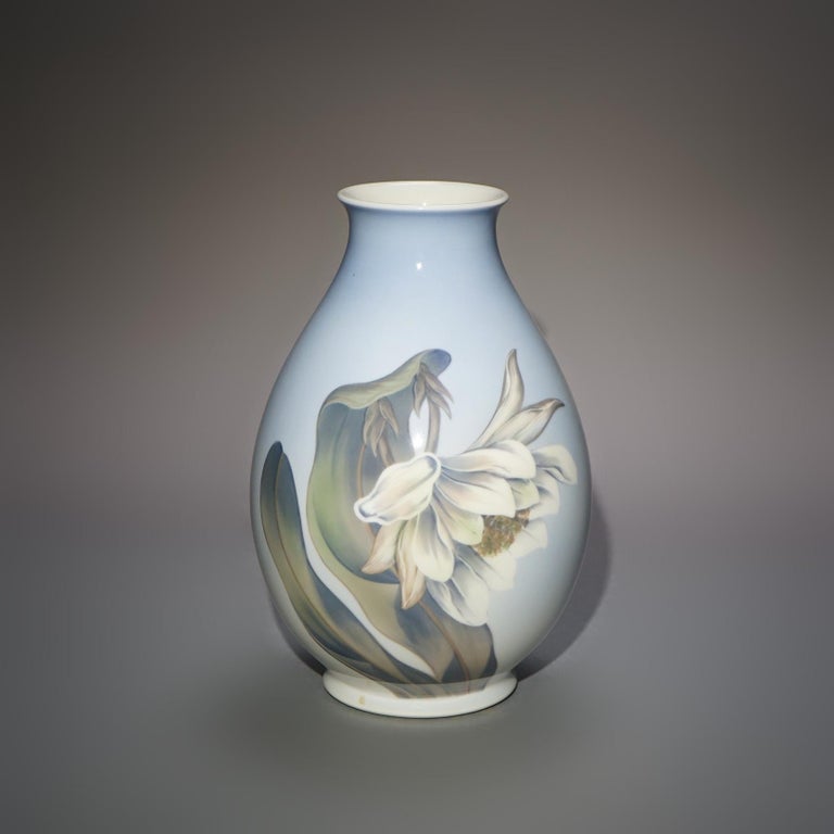Antique Royal Copenhagen Porcelain Hand Painted Floral & Butterfly Vase C1930