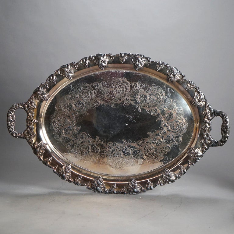 Antique Nine Piece Rogers Smith & Co. Silver Plated Melon Form Tea Set C1890