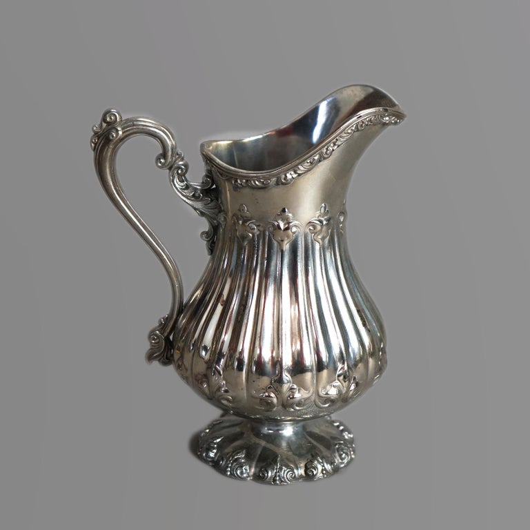 Antique Nine Piece Rogers Smith & Co. Silver Plated Melon Form Tea Set C1890