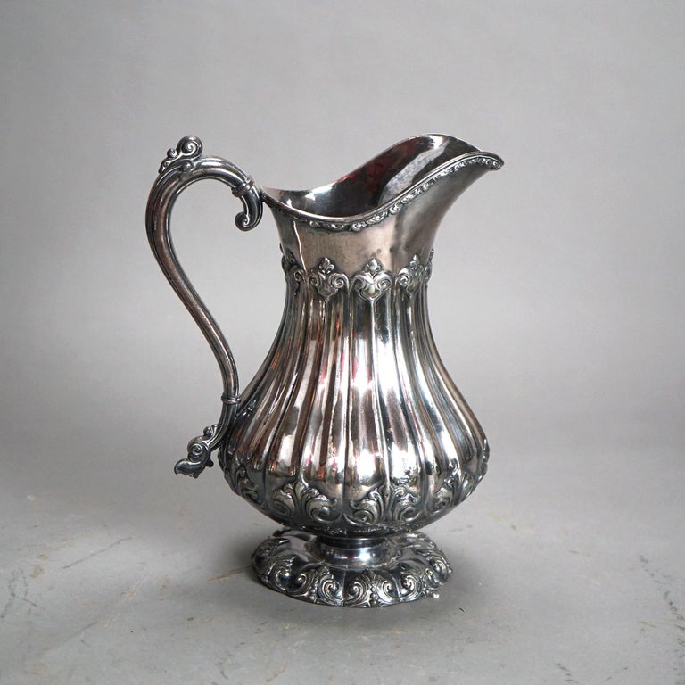 Antique Nine Piece Rogers Smith & Co. Silver Plated Melon Form Tea Set C1890