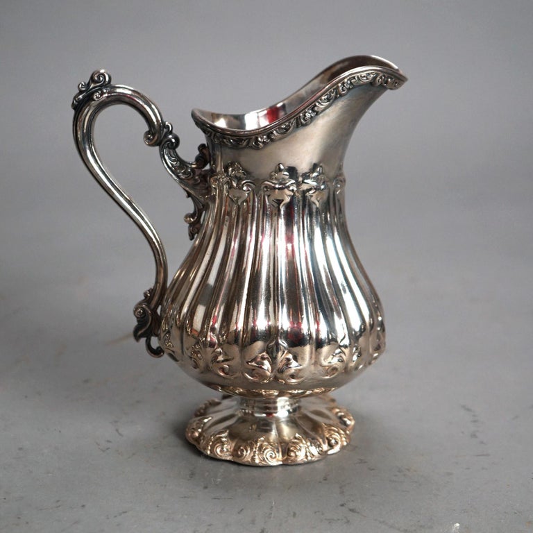 Antique Nine Piece Rogers Smith & Co. Silver Plated Melon Form Tea Set C1890