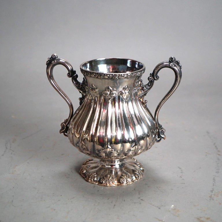 Antique Nine Piece Rogers Smith & Co. Silver Plated Melon Form Tea Set C1890