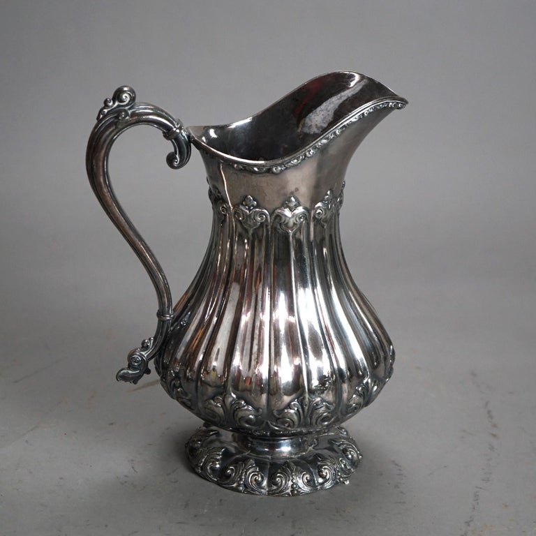 Antique Nine Piece Rogers Smith & Co. Silver Plated Melon Form Tea Set C1890