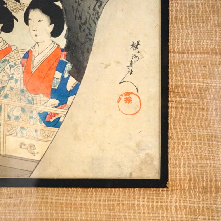 Antique Japanese Tryptic Woodblock Print C1920