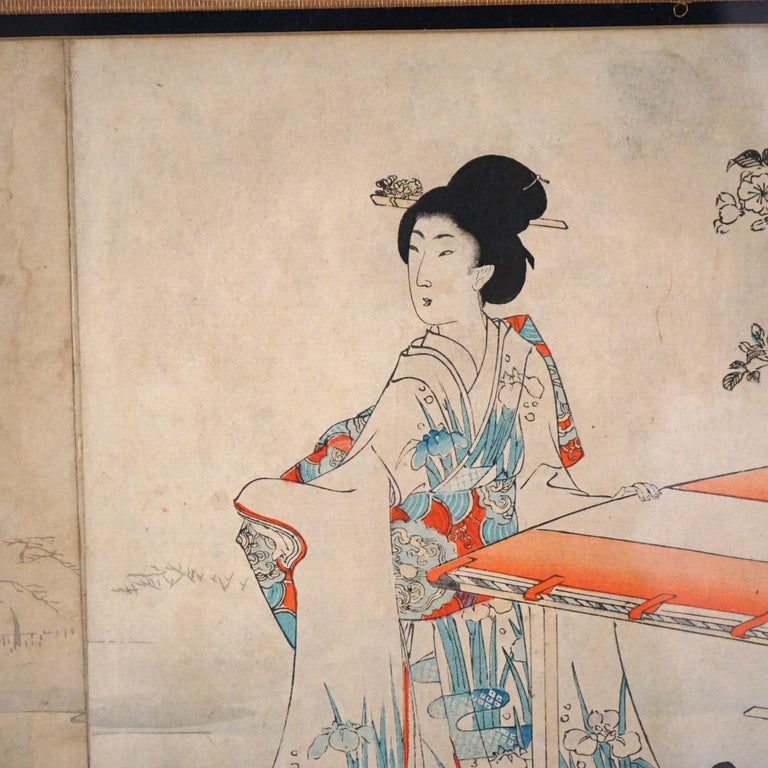Antique Japanese Tryptic Woodblock Print C1920