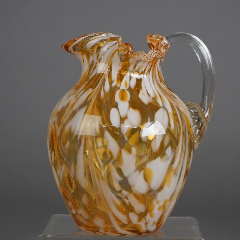 Antique Mount Washington “End Of The Day” Swirled Glass Pitcher C1910