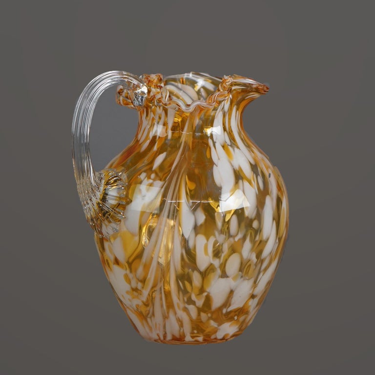 Antique Mount Washington “End Of The Day” Swirled Glass Pitcher C1910