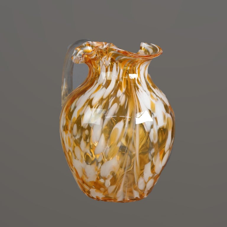 Antique Mount Washington “End Of The Day” Swirled Glass Pitcher C1910