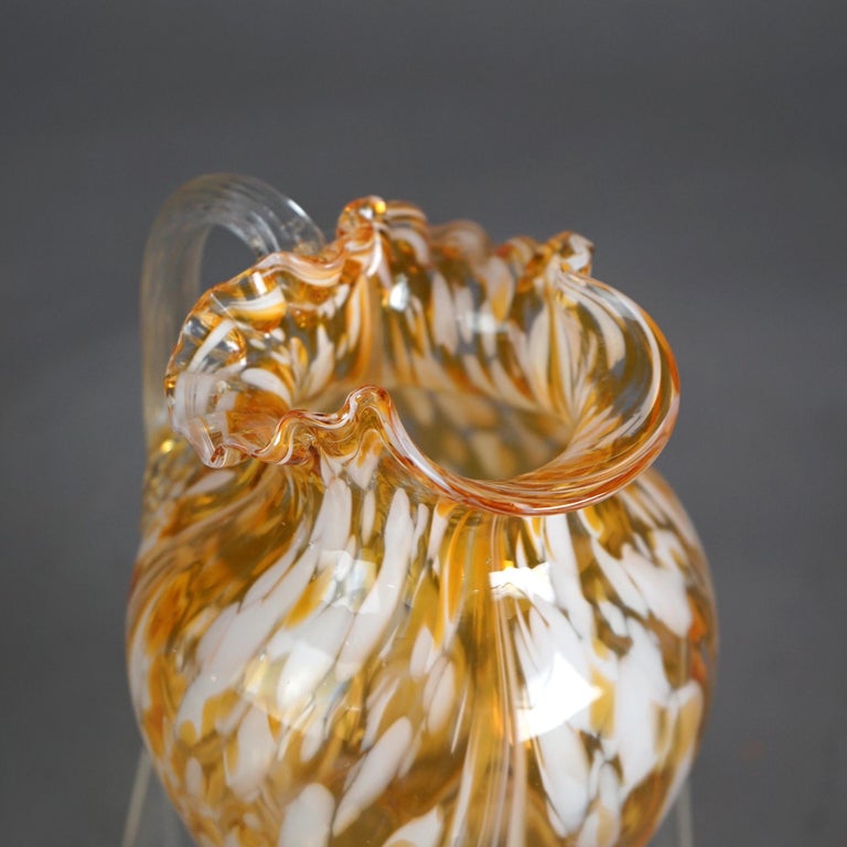 Antique Mount Washington “End Of The Day” Swirled Glass Pitcher C1910