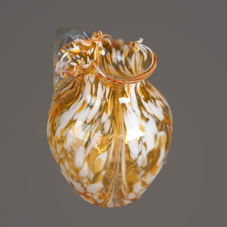 Antique Mount Washington “End Of The Day” Swirled Glass Pitcher C1910