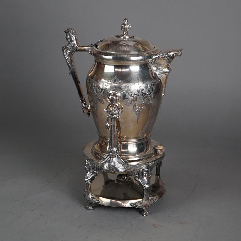 Antique Figural Silver Plated Tilting Tea Pot C1890