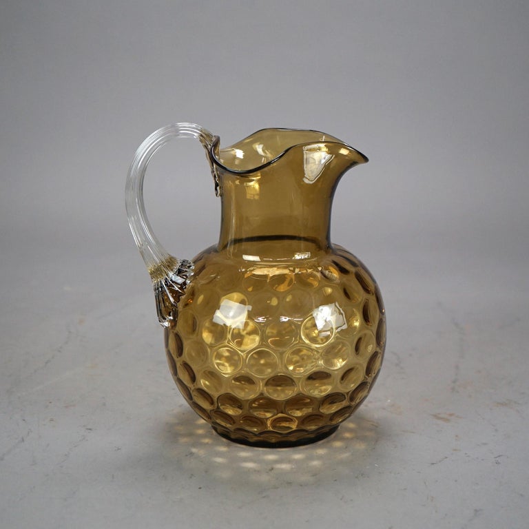 Antique Mount Washington Amberina Coinspot Glass Pitcher C1900