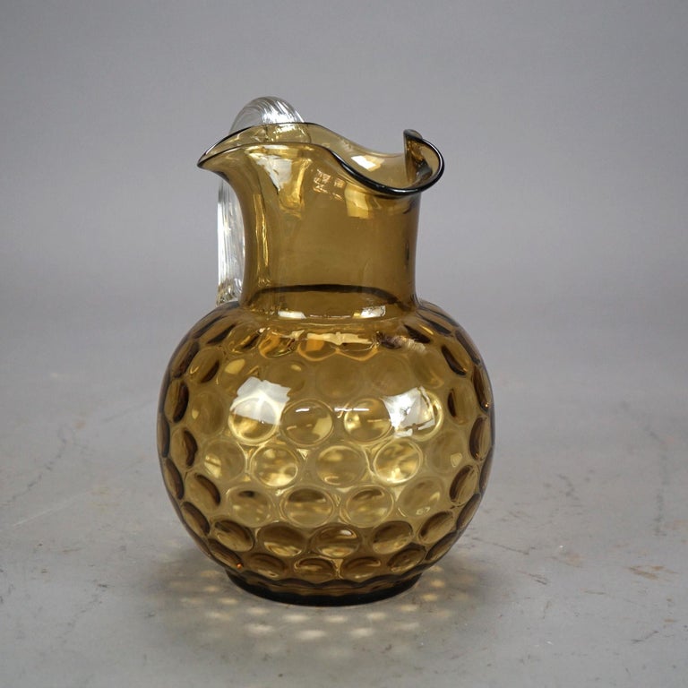 Antique Mount Washington Amberina Coinspot Glass Pitcher C1900