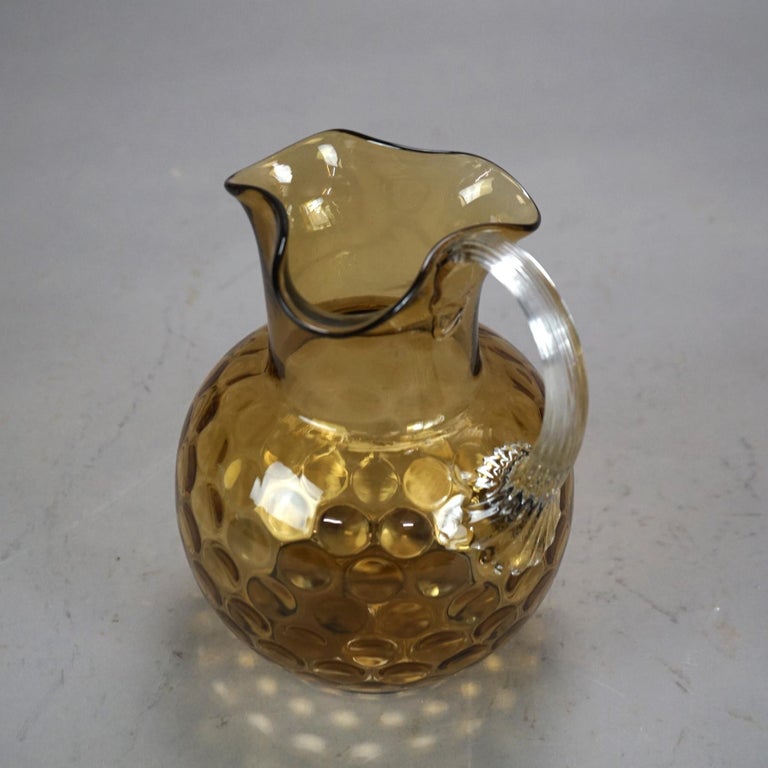 Antique Mount Washington Amberina Coinspot Glass Pitcher C1900