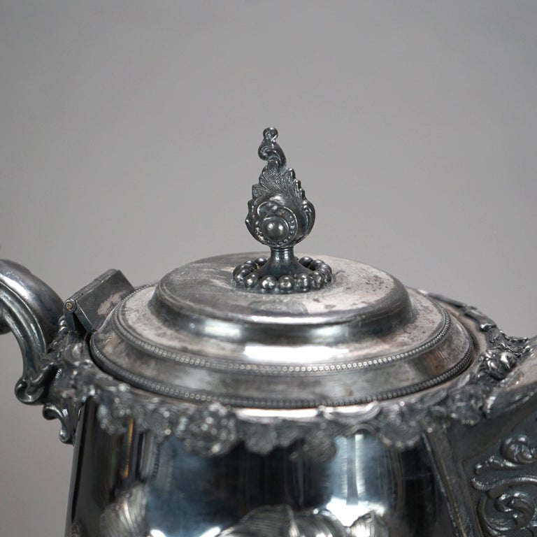 Antique Silver Plated Pitcher with Foliate Engraving C1890