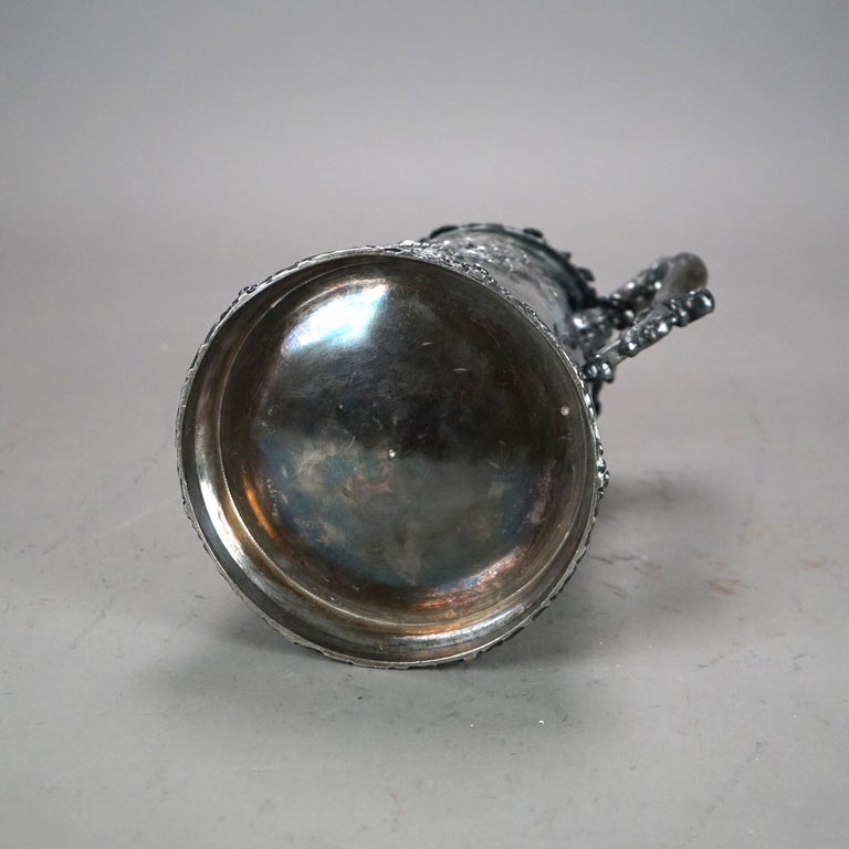 Antique Silver Plated Pitcher with Foliate Engraving C1890