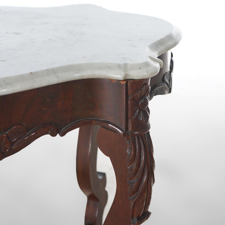 Antique Victorian Rosewood & Marble Turtle Top Parlor Table C1890