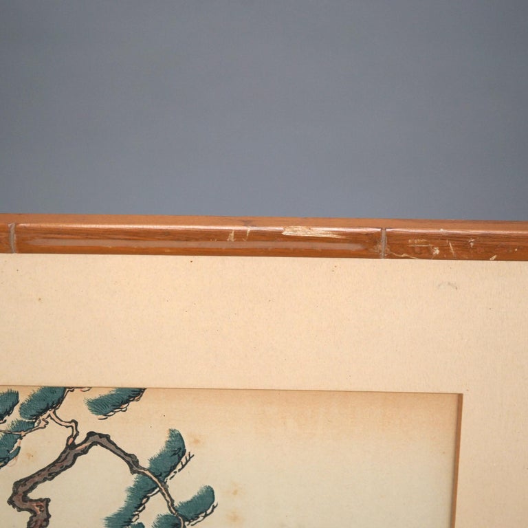 Four Antique Japanese Woodblock Prints, Framed, C1920
