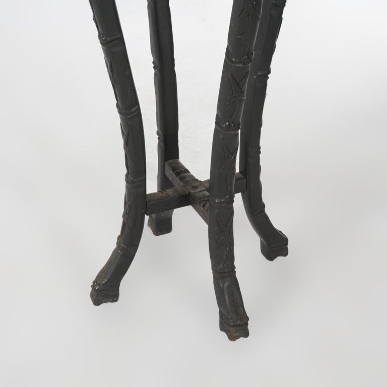 Antique Chinese Tall Carved Hardwood & Rouge Marble Table C1910