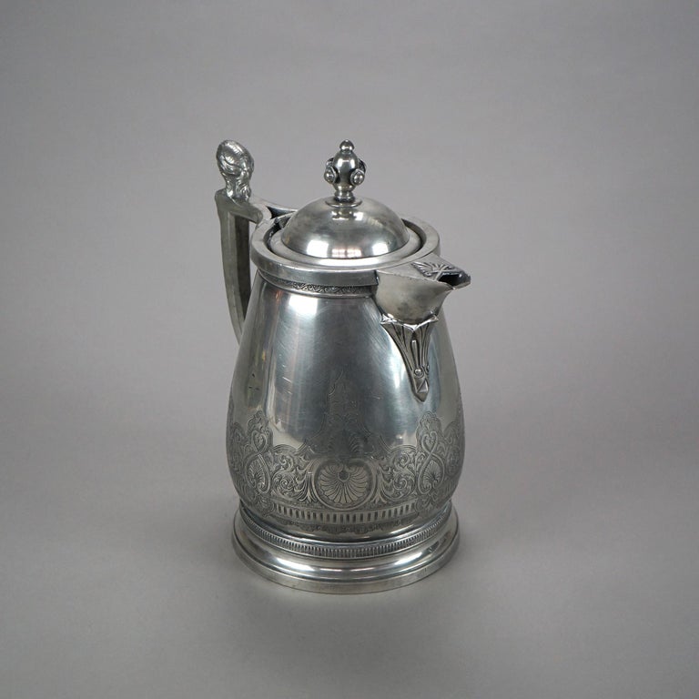 Antique Figural Silver Plated Insulated Water Pitcher C1890