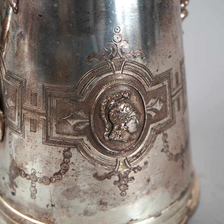 Antique Figural & Footed Rogers Smith Silver Plated Pitcher C1890