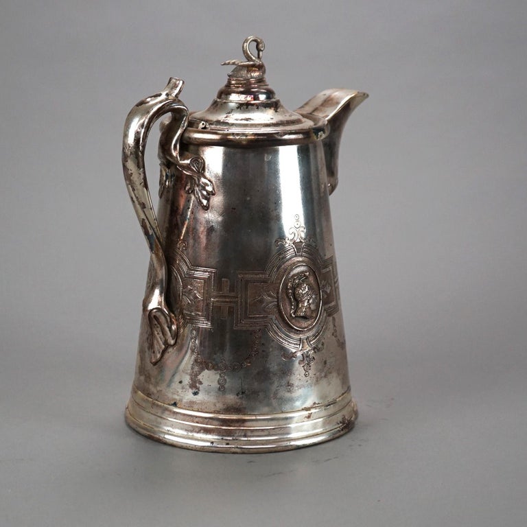 Antique Figural & Footed Rogers Smith Silver Plated Pitcher C1890