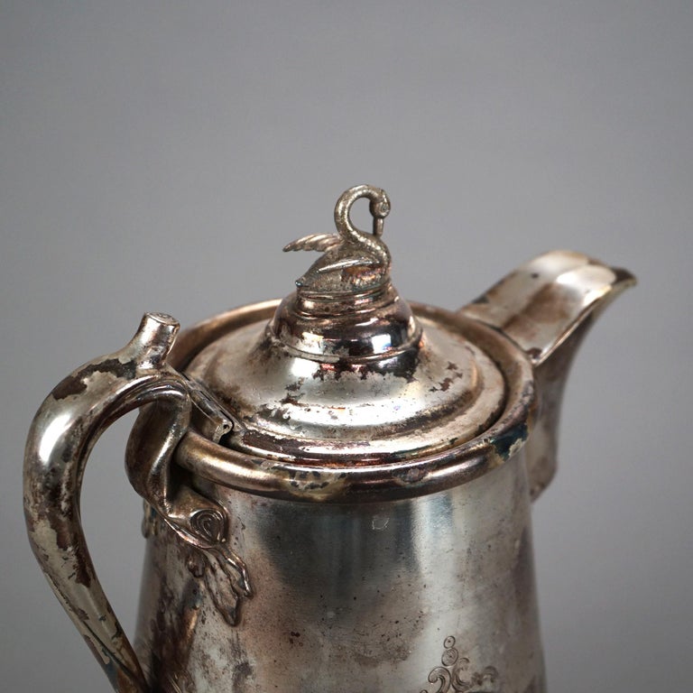 Antique Figural & Footed Rogers Smith Silver Plated Pitcher C1890